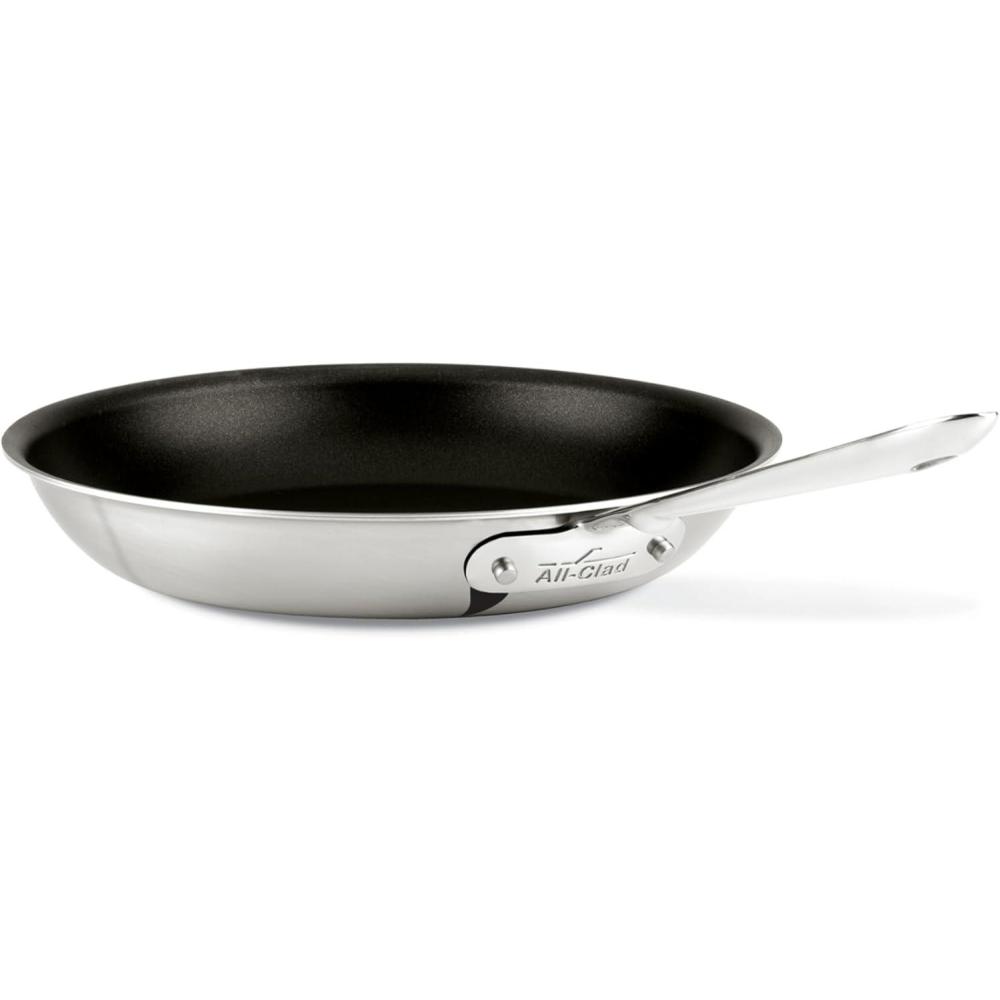 image:imageAllClad D5 8 Inch Brushed Stainless Steel Pro Non Stick Frying pan 5Ply Stainless Steel Pan Induction Oven Broiler Safe 500F Skillet Professional Cookware Silver10inch