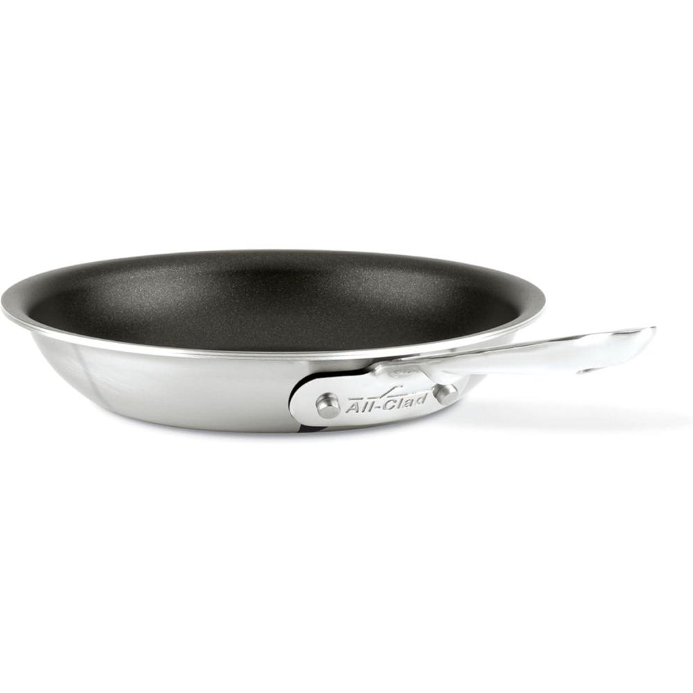 image:imageAllClad D5 8 Inch Brushed Stainless Steel Pro Non Stick Frying pan 5Ply Stainless Steel Pan Induction Oven Broiler Safe 500F Skillet Professional Cookware Silver8inch