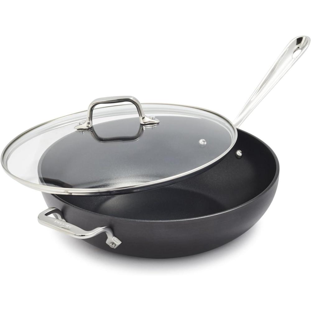 image:imageAllClad HA1 Hard Anodized Nonstick Chefs Pan12 Inch Induction Oven Broiler Safe 500F Lid Safe 350F Pots and Pans Cookware Black
