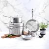 All-Clad D5 Brushed 5 Ply Stainless Steel Cookware Set 10 Piece w/ Frying Pans, Pots and Pans Set, Induction, Oven Broiler Safe 600F, Silver(D5 Stainless Steel Set)