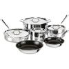 All-Clad D3 3-Ply Stainless Steel Non Stick Cookware Set 10 Piece, Induction, Oven Broiler Safe 600F, Kitchen Cooking Set w/ Frying Pans, Saucepans, Saute Pan, Stockpot, Lids, Pots and Pans, Silver(Silver)