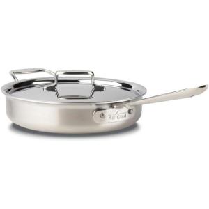All-Clad BD55403 D5 Brushed Stainless Steel 5-ply Bonded Cookware, Saute Pan with lid, 3 quart, Silver(Silver)
