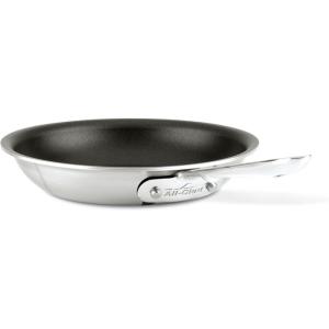 All-Clad D5 8 Inch Brushed Stainless Steel Pro Non Stick Frying pan, 5-Ply Stainless Steel Pan, Induction, Oven Broiler Safe 500F Skillet, Professional Cookware, Silver(8-inch)