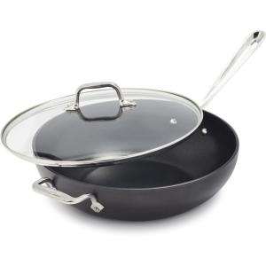 All-Clad HA1 Hard Anodized Nonstick Chef’s Pan,12 Inch Induction Oven Broiler Safe 500F, Lid Safe 350F Pots and Pans, Cookware Black