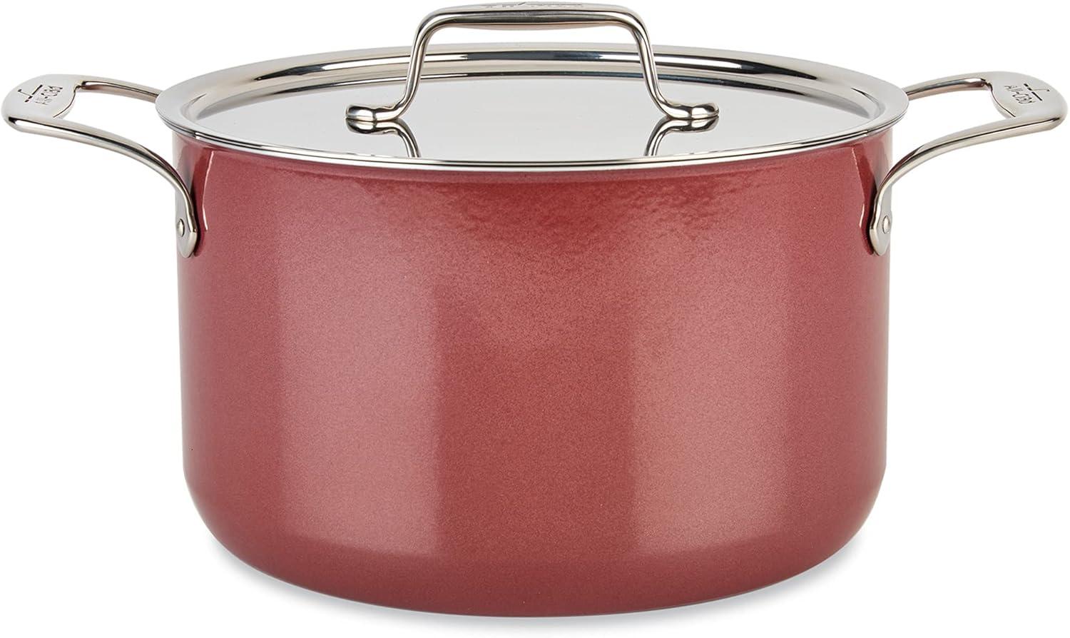 image:imageAllClad FusionTec Ceramic Soup Pot 4 Quart Induction Oven Broiler Safe 500F Pots and Pans Cookware PlatinumRose Quartz