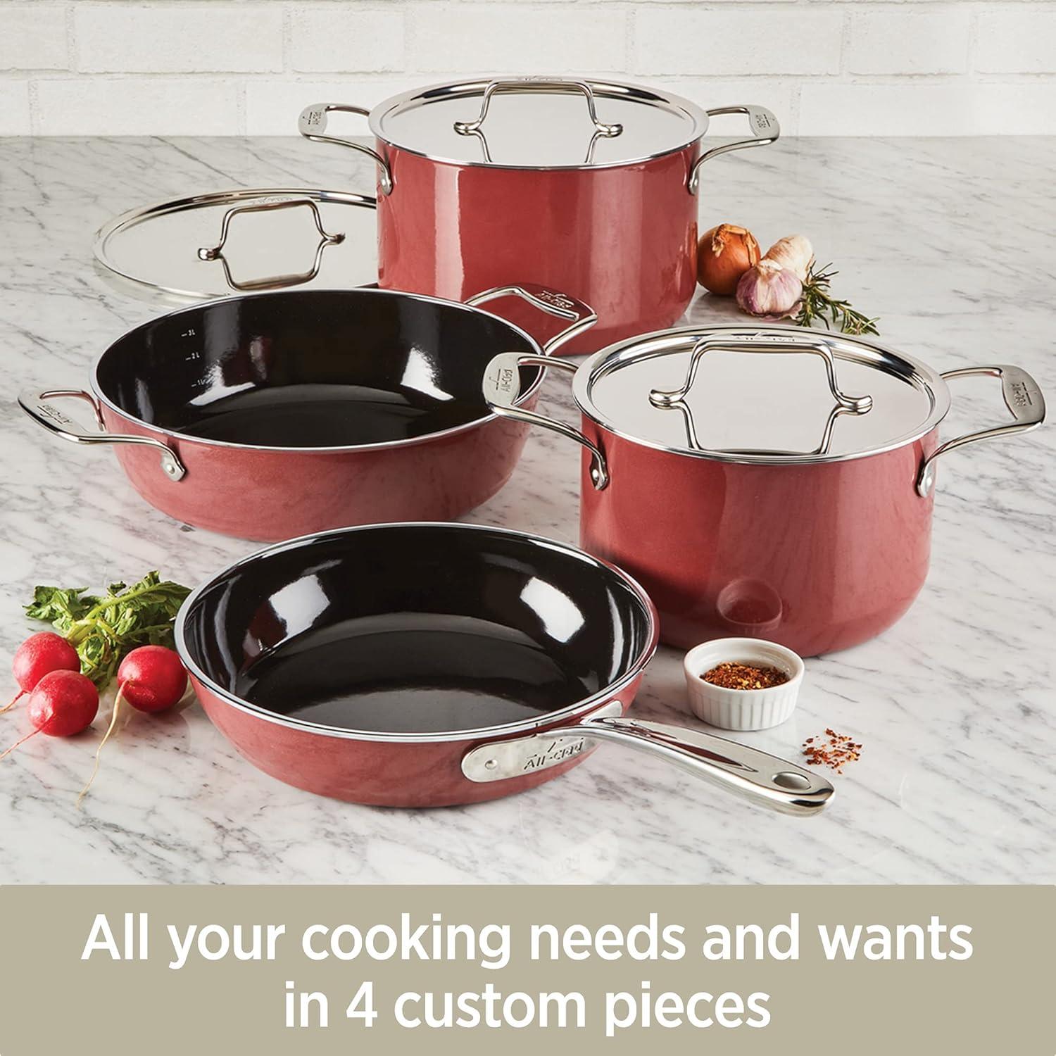 image:imageAllClad FusionTec Ceramic Soup Pot 4 Quart Induction Oven Broiler Safe 500F Pots and Pans Cookware PlatinumRose Quartz