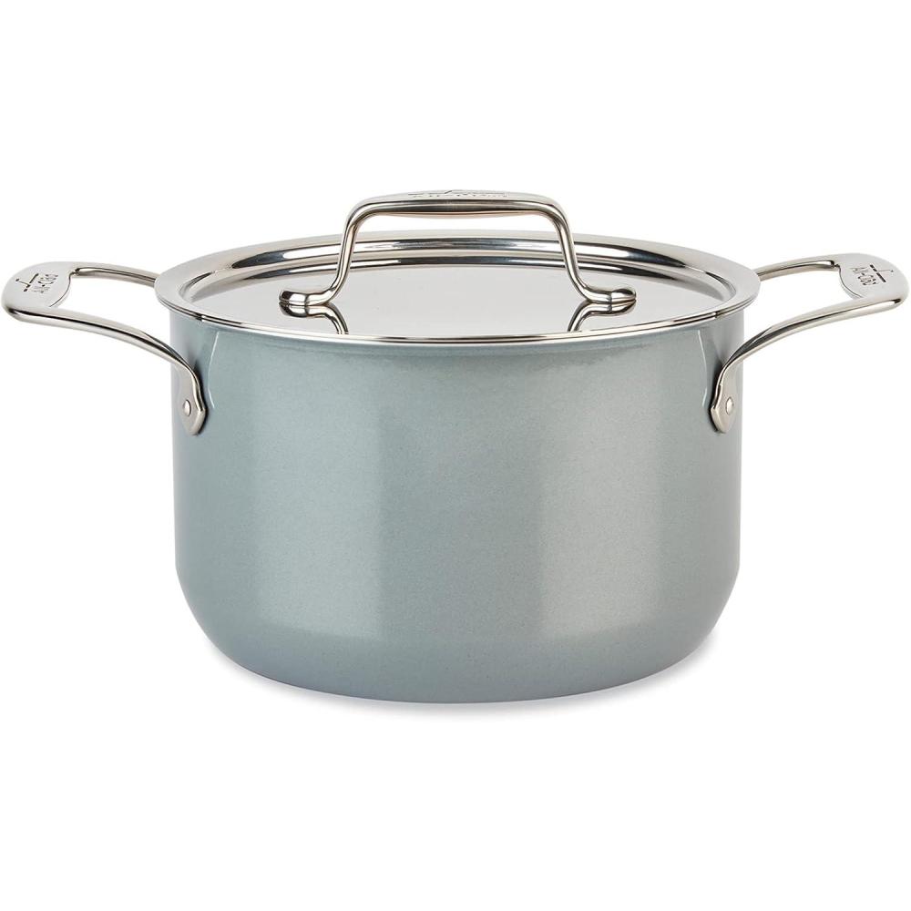 image:imageAllClad FusionTec Ceramic Soup Pot 4 Quart Induction Oven Broiler Safe 500F Pots and Pans Cookware PlatinumPlatinum