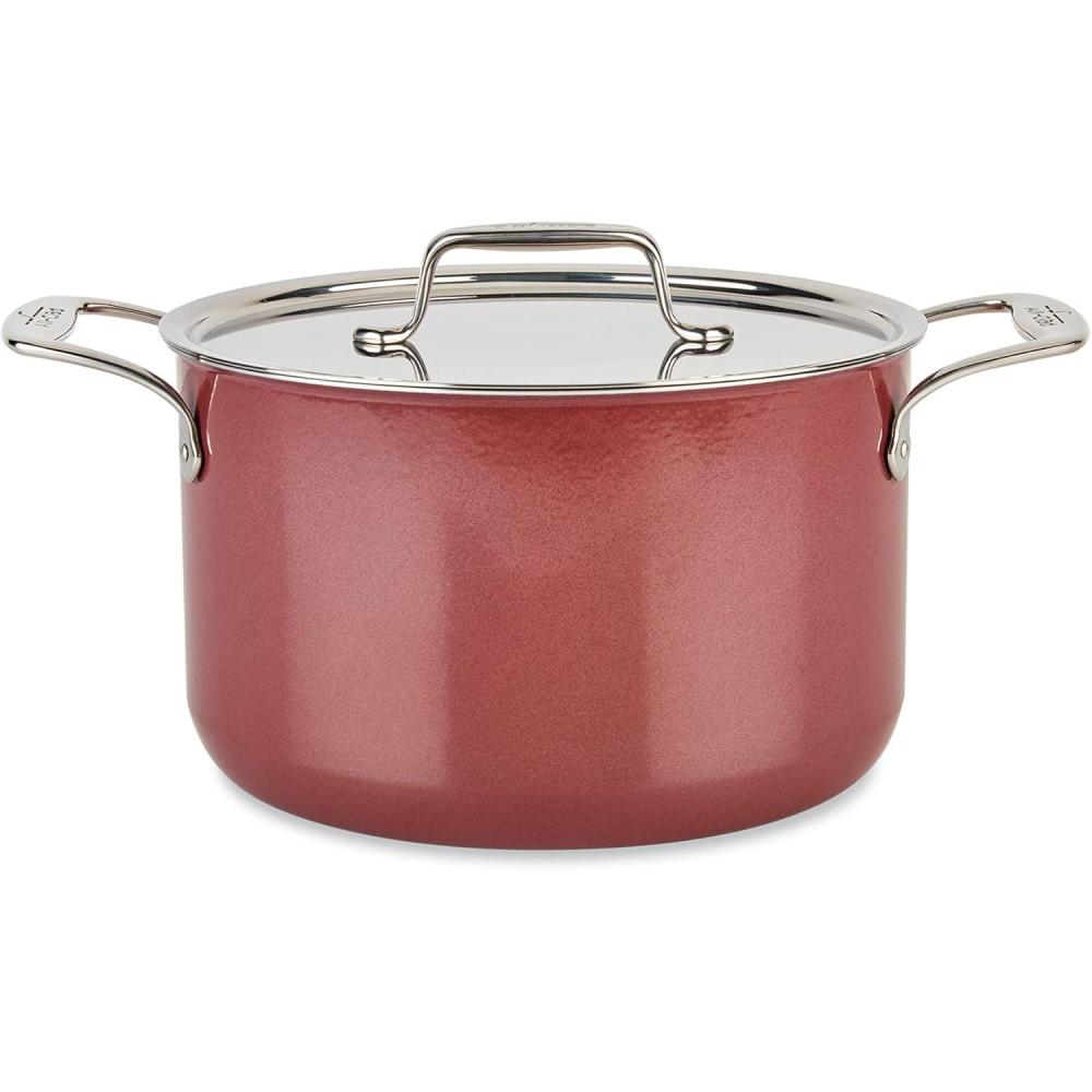 image:imageAllClad FusionTec Ceramic Soup Pot 4 Quart Induction Oven Broiler Safe 500F Pots and Pans Cookware PlatinumRose Quartz