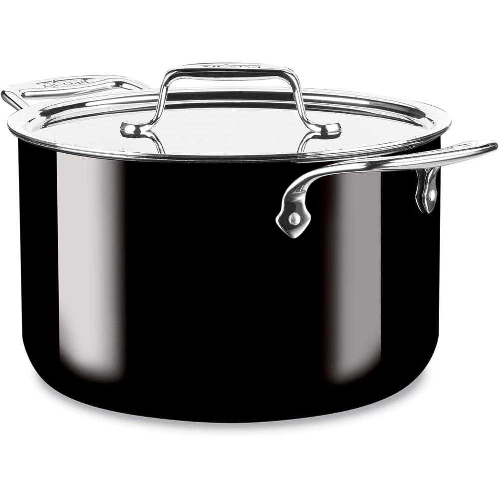 image:imageAllClad FusionTec Ceramic and Steel Core Stockpot 7 Quart Induction Oven Broiler Safe 500F Pots and Pans Cookware OnyxOnyx