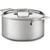 All-Clad D5 5-Ply Brushed Stainless Steel Stockpot 8 Quart Induction Oven Broiler Safe 600F Pots and Pans, Cookware Silver(Silver)