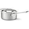 All-Clad D5 5-Ply Stainless Steel Sauce Pan 4 Quart Induction Oven Broiler Safe 600F Pots and Pans, Cookware Silver(Stainless Steel)