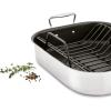 All-Clad Specialty Stainless Steel Large Roaster with Nonstick Rack 13×16 Inch Oven Broiler Safe 500F Roaster Pan, Pots and Pans, Cookware Silver(13×15 in)