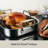All-Clad Specialty Stainless Steel Roaster with Nonstick Rack 11×14 Inch Oven Broiler Safe 600F Roaster Pan, Pots and Pans, Bakeware, Silver(Small)