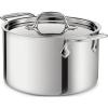 All-Clad D3 3-Ply Stainless Steel Stockpot 6 Quart Induction Oven Broiler Safe 600F Pots and Pans, Cookware Silver(Stainless Steel)