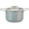All-Clad FusionTec Ceramic and Steel Core Stockpot 7 Quart Induction Oven Broiler Safe 500F Pots and Pans, Cookware Onyx(Platinum)