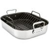 All-Clad Specialty Stainless Steel Large Roaster with Nonstick Rack 13×16 Inch Oven Broiler Safe 500F Roaster Pan, Pots and Pans, Cookware Silver(13×15 in)