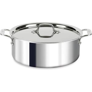 All-Clad D3 3-Ply Stainless Steel Stockpot 6 Quart Induction Oven Broiler Safe 600F Pots and Pans, Cookware Silver(Silver)