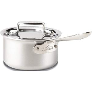 All-Clad D5 5-Ply Stainless Steel Sauce Pan 4 Quart Induction Oven Broiler Safe 600F Pots and Pans, Cookware Silver(Parent)