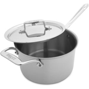 All-Clad D5 5-Ply Stainless Steel Sauce Pan 4 Quart Induction Oven Broiler Safe 600F Pots and Pans, Cookware Silver(Stainless Steel Silver)