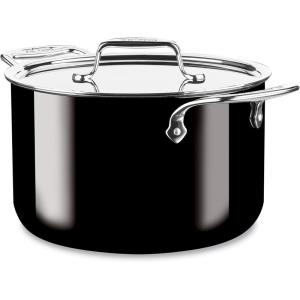 All-Clad FusionTec Ceramic and Steel Core Stockpot 7 Quart Induction Oven Broiler Safe 500F Pots and Pans, Cookware Onyx(Onyx)