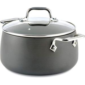 All-Clad HA1 Hard Anodized Nonstick Stockpot 4 Quart Induction Oven Broiler Safe 500F, Lid Safe 350F Pots and Pans, Cookware Black(Black)