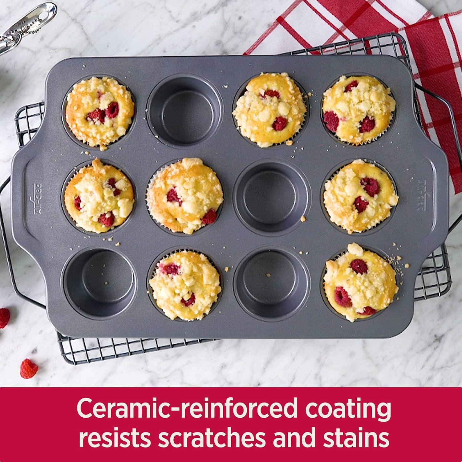 image:imageAllClad ProRelease Nonstick Bakeware Muffin Pan 12 Cup Oven Safe 450F Half Sheet Cookie Sheet Muffin Pan Cooling amp Baking Rack Round Cake Pan Loaf Pan Baking Pan Grey