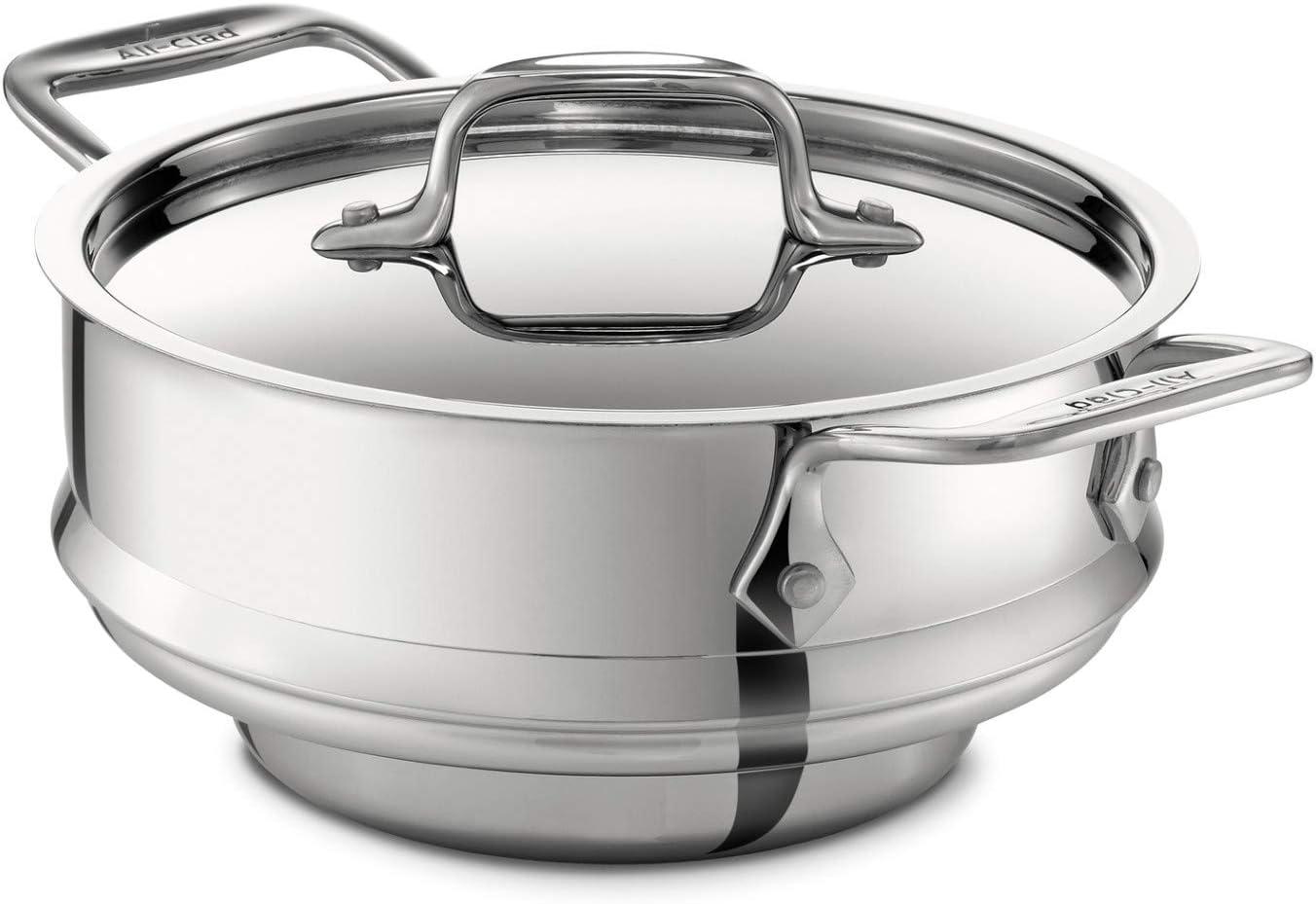 image:imageAllClad Specialty Stainless Steel Universal Steamer for Cooking 3 Quart Food Steamer Steamer Basket Silver3 quart Pack of 2