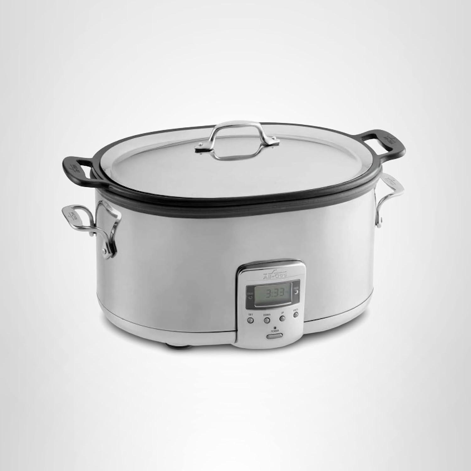 image:imageAllClad Stainless Steel Electric Slow Cooker 7Quart Programmable LCD Timer Aluminum Insert Slow Cookers Small Kitchen Appliances SilverSilver