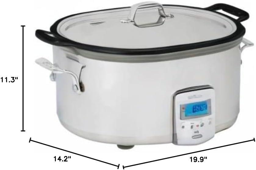 image:imageAllClad Stainless Steel Electric Slow Cooker 7Quart Programmable LCD Timer Aluminum Insert Slow Cookers Small Kitchen Appliances SilverSilver