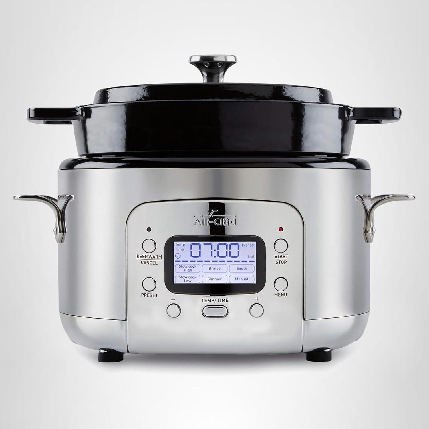 image:imageAllClad Stainless Steel Electric Slow Cooker 7Quart Programmable LCD Timer Aluminum Insert Slow Cookers Small Kitchen Appliances SilverSilver