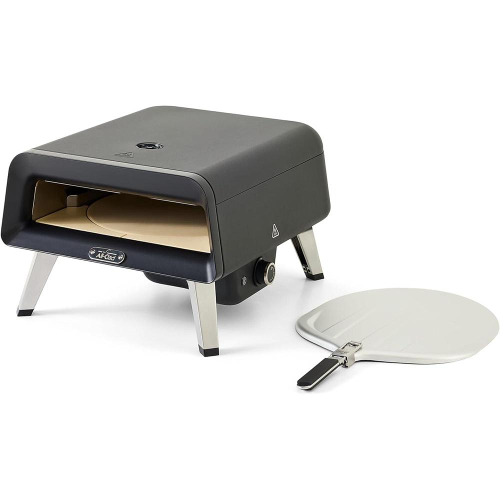 image:imageAllClad 16 Gas Pizza Oven Outdoor 360 Automatic Rotating Stone for Even Cooking Cooks Pizza in 90 Seconds Includes Aluminum Peel Spatula Portable Oven Pizza Maker Includes Gas Hose amp Regulator
