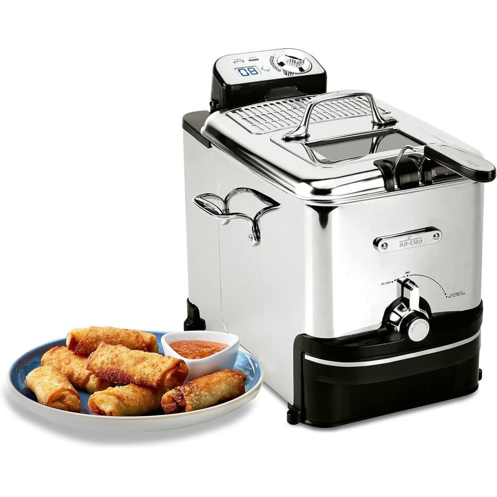 image:imageAllClad Electric Deep Fryer with Basket and Lid Stainless Steel Deep Fryer for Home Use 1700W Dishwasher Safe