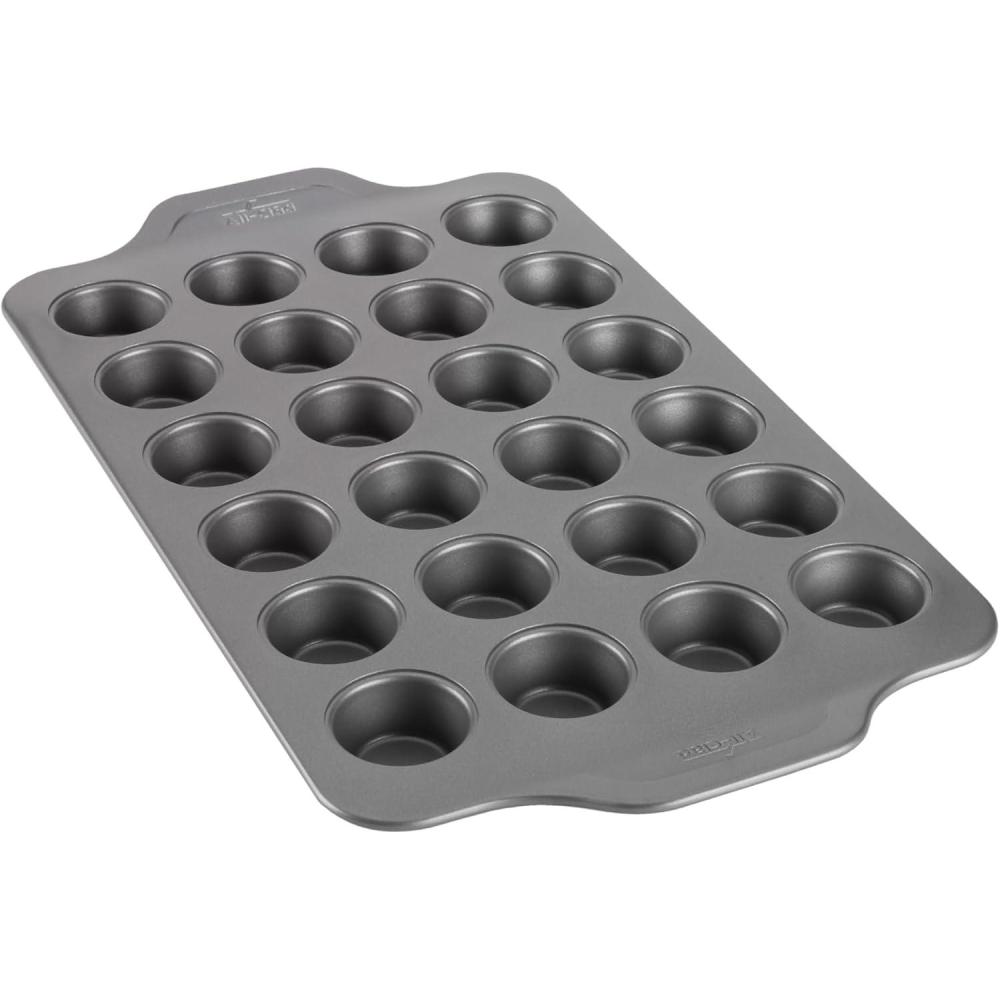 image:imageAllClad Mini Muffin Pan 24 Cups ProRelelase Nonstick Bakeware Mini Cupcake Pans for Baking BiteSize Muffins Scones amp Egg Bites Durable CeramicReinforced Non stick Coating Baking Tray Grey
