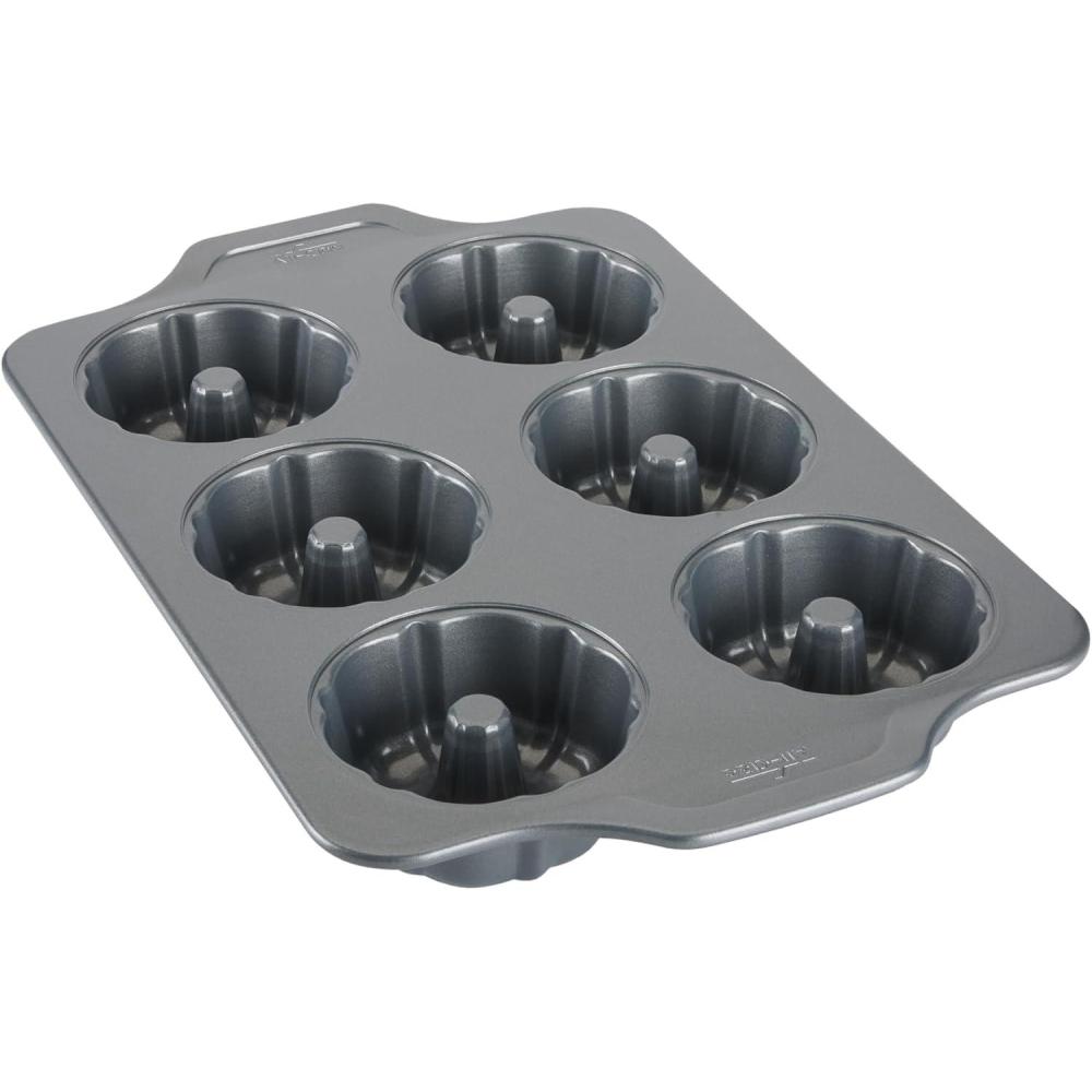 image:imageAllClad ProRelelase Nonstick Bakeware Mini Fluted Cake Pan 6 Cup Small Baking Molds Chocoflan Donuts Cornbread Brownies Buntz Pound Cake Durable CeramicReinforced Non stick Coating Grey
