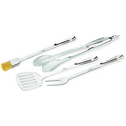 image:imageAllClad Professional Tools with Case Stainless Steel BBQ Tool Set 4 Piece Pots and Pans Cookware SilverWo case