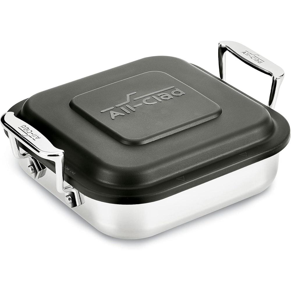 image:imageAllClad Specialty Stainless Steel Lasagna Pan 12x15x275 Inch Induction Oven Broiler Safe 600F Frozen Lasagna Pots and Pans Cookware Silver8 x 8 inch