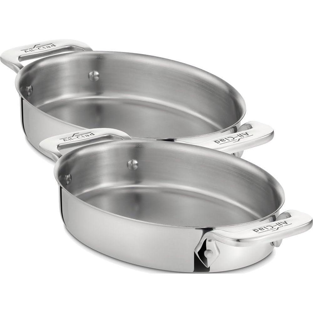 image:imageAllClad Specialty Stainless Steel Oval Bakeware Set 2 Piece Induction Pots and Pans SilverNormal