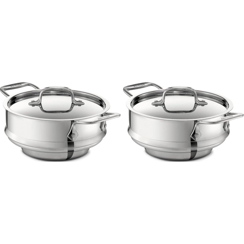 image:imageAllClad Specialty Stainless Steel Universal Steamer for Cooking 3 Quart Food Steamer Steamer Basket Silver3 quart Pack of 2