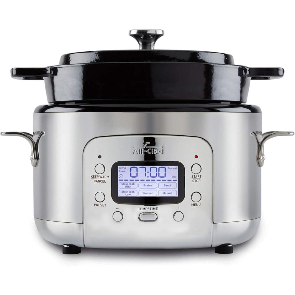 image:imageAllClad Stainless Steel Electric Slow Cooker 7Quart Programmable LCD Timer Aluminum Insert Slow Cookers Small Kitchen Appliances SilverSilver