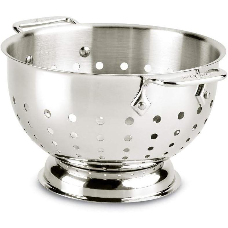 image:imageAllClad Tools and Accessories Stainless Steel Colander 3 Quart Strainer Pasta Strainer with Handle Pots and Pans Silver3Quart