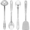 All-Clad 5-Piece Stainless Steel Kitchen Utensil Set – Includes Ladle, Solid Spoon, Slotted Spoon, Turner & Storage Caddy – Heavy-Gauge, Ergonomic, Dishwasher Safe, Silver