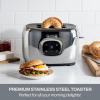 All-Clad Electric Stainless Steel Toaster, 4-Slice, LED Display, Removable Crumb Tray, Internal Cord Storage, 6 Browning Levels, Wide and Self-Centering Slots, Waffles, Bagels, Bread, Silver(2 Slice Touchscreen)