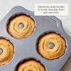 All-Clad Pro-Relelase Nonstick Bakeware, Mini Fluted Cake Pan, 6 Cup, Small Baking Molds, Chocoflan, Donuts, Cornbread, Brownies, Buntz Pound Cake, Durable Ceramic-Reinforced Non stick Coating, Grey