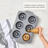 All-Clad Pro-Relelase Nonstick Bakeware, Mini Fluted Cake Pan, 6 Cup, Small Baking Molds, Chocoflan, Donuts, Cornbread, Brownies, Buntz Pound Cake, Durable Ceramic-Reinforced Non stick Coating, Grey