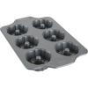 All-Clad Pro-Relelase Nonstick Bakeware, Mini Fluted Cake Pan, 6 Cup, Small Baking Molds, Chocoflan, Donuts, Cornbread, Brownies, Buntz Pound Cake, Durable Ceramic-Reinforced Non stick Coating, Grey