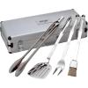 All-Clad Professional Tools with Case Stainless Steel BBQ Tool Set 4 Piece Pots and Pans, Cookware Silver(With case)