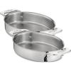 All-Clad Specialty Stainless Steel Oval Bakeware Set 2 Piece Induction Pots and Pans Silver(Normal)