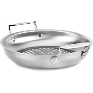 All-Clad Outdoor Stainless Steel Round Basket 11 Inch Oven Broiler Safe 600F Pots and Pans, Cookware Silver(Silver)