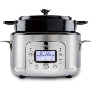 All-Clad Stainless Steel Electric Slow Cooker 7-Quart, Programmable LCD Timer, Aluminum Insert, Slow Cookers, Small Kitchen Appliances, Silver(Silver)