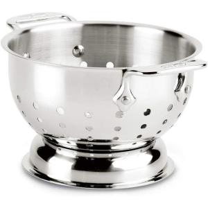 All-Clad Tools and Accessories Stainless Steel Colander 3 Quart Strainer, Pasta Strainer with Handle, Pots and Pans Silver(1.5-Quart)